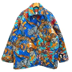 ケンゾー KENZO JUNGLE ジャケット ブルゾン キルティング 中綿 総柄 長袖 40 青 ブルー マルチカラー