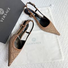 VERSACE ロゴ キャンバス スリングバック パンプス 23.5 - メルカリ