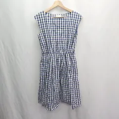 ◇ ⊂ 組曲 ギンガムチェック柄 ウエストゴム 膝丈 ワンピース サイズ3 ブラック ブルー ホワイト レディース E  【1503050046763】