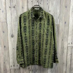 OLD unknown 90s ヴィンテージ 長袖 アート柄 ドレスシャツ M
