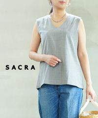 極美品✴︎Sacra リネン コットン ダブルブレスト ベスト ジレ サクラ