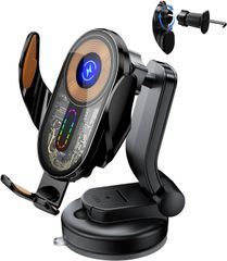 【数量限定】Samsung/Xiaomi/OPPO iPhone/Sony/SHARP/for 吸盤式＆吹き出し口2種類取り対応 360度回転 車ホルダー自動開閉 など 急速ワイヤレス充電器 15W スマホホルダー 車載ホルダー