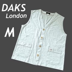 DAKS London ダックス ロンドン メンズ ベスト M 綿 コットン 刺繍ロゴ 5616-8690 日本製 ライトグレー系 (D030)★
