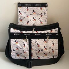 レスポートサック　ディズニーミッキー　ショルダーバッグ　ポーチ付き　　ディズニー100周年限定　レスポ　7507大　大容量　旅行バッグ