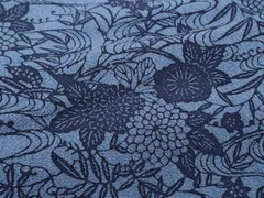 再お値下げ！本藍手挿し絵型染め単衣躾付き小紋着物