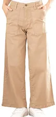 Happy Honu(ハッピー ホヌ) ゆったり ツイル ワイド ベイカー パンツ 大きいサイズ レディース( ベージュ,  LL)