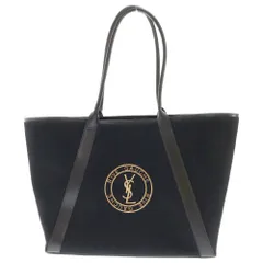 SAINT LAURENT PARIS (サンローランパリ) リヴゴーシュ キャンバス トートバッグ ハンドバッグ ブラック/ゴールド 780096 0124