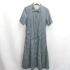 ◇ ⊂ L'EQUIPE レキップ 半袖 膝下丈 ワンピース サイズ40 ネイビー系 レディース E  【1504240028484】