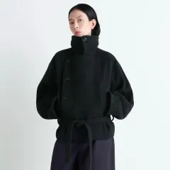 【25AW・新品】LEMAIRE バスローブコート 36　ブラック 新品 36 LEMAIRE(ルメール) 25fw アルパカ バスローブ コート