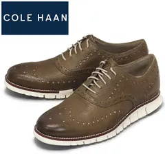 COLE HAAN (コールハーン) C35187 ゼログランド ウィングチップ オックスフォード レザーシューズ CH リバーストーン x アイボリー CLH007 clh US8-約25.5cm