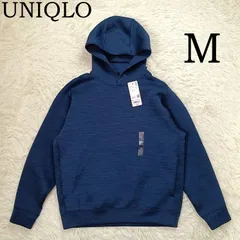 【タグ付き未使用】 UNIQLO ユニクロ ウルトラストレッチドライスウェットプルパーカ M メンズ ブルー 青 スエットパーカー フード トレーナー