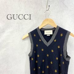 GUCCI グッチ Bee star 蜂 星 ニット ベスト トップス ネイビー Vネック M メンズ