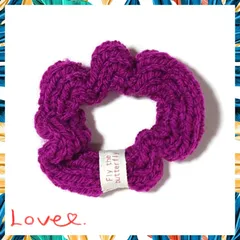 ハンドメイド 【シュシュ】 No.65　毛糸 ニット パープル