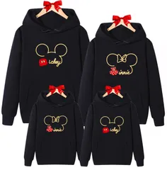 【数量限定】親子服 可愛い 人気 スウェット カジュアル トレーナー パーカー 韓国風 パーカー トップス デザイン プルオーバー ミニー ミッキー 男の子 創意 女の子 おしゃれ かわいい パパ お揃い ママ カップル ペアルック 春秋冬 親子 (ブラック-