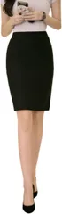 Quikaboo タイトスカート ペンシルスカート レディース スリット OL オフィス ストレッチ スーツ 通勤 スーツ用 無地 ビジネス スリットスカート ウエスト ゴム シンプル ひざ下丈 ロング セクシー 大人 美脚(ミニ丈,  L)