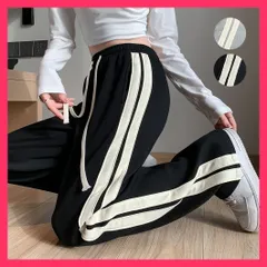 【スタッフおすすめ！】 スウェットパンツ レディース 2本ライン カジュアルパンツ/スポーツボトムス/韓国ファッション セミワイドパンツ 美脚 イージーパンツ おすすめ おしゃれ　かわいい　人気 99WLFS-015