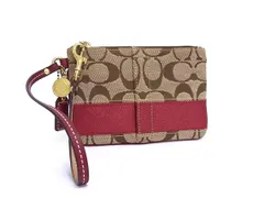 ■美品■ COACH コーチ 40028 シグネチャー キャンバス マルチポーチ マルチケース 小物入れ ブラウン系×レッド系 DJ5913