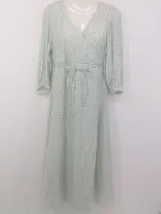 ◇ SENSE OF PLACE by URBAN RESEARCH 小花柄 長袖 ロング ワンピース サイズONE グリーン系 ホワイト レディース P  【1301260051429】