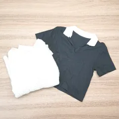 ◇ 《 GU ジーユー まとめ売り2点セット Lサイズ 無地 シンプル 綿アクリル100% ポロシャツ ニット レディース 》 E  【1310050028381】