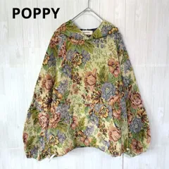 POPPY ポピー　フラワー　ゴブラン　フーディー　パーカー　フリーサイズ　花柄　総柄　プルオーバー　極美品