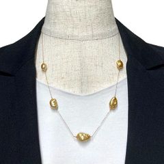 ケシ珠 パール ネックレス ナチュラルゴールド ステーション 無核 50cm K18YG イエローゴールド 18K 18金 白蝶真珠 バロック ジュエリー【新品】