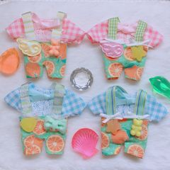 ぬい服 ぬいぐるみ服 16cm 盛夏のオレンジセットアップ