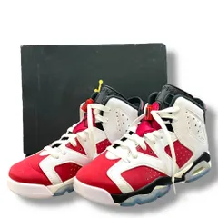23.5cm NIKE AIR JORDAN 6 RETRO GS Carmine 384665-106 スニーカー ホワイト レッド