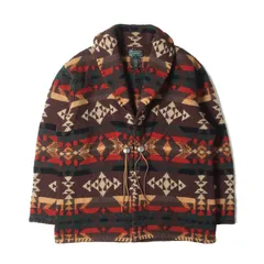 LAUREN RALPH LAUREN ローレン ラルフローレン ガウン サイズ:XL 90s ネイティブ柄 ハンドニット ショールカラー ガウン ブラウン トップス 羽織り【メンズ】のサムネイル