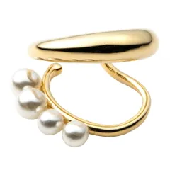 【ゴールド×ワンサイズ】[Cream dot. クリームドット公式] イヤーカフ レディース イヤーカフ イヤカフ 片耳用 メタル ドロップ パール レイヤード風 ダブルライン 大人 上品 エレガント  