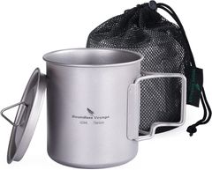 Boundless Voyage Ti3025D 420ml 純チタンシングルマグ 折りたたみ キャンプ用品 ソロキャン バーベキュー チタン 食器 アウトドア