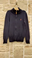 M2　ポロラルフローレン　POLO RALPH LAUREN　フルジップ　セーター　140cm　ネイビーカラー　綿100％　おすすめ