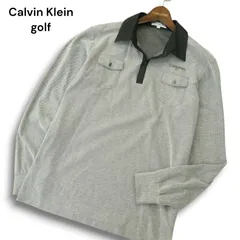 Calvin Klein golf カルバンクライン ゴルフ ロゴ刺繍★ 長袖 鹿の子 ポロシャツ Sz.LL メンズ グレー 日本製 大きいサイズ