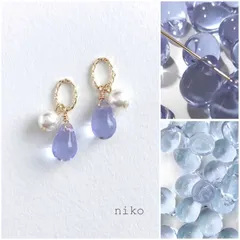 ◆ 328 アレキサンドライト しずく ガラス パール ピアス イヤリング ◆ 再販 人気 上品 小ぶり プチプラ シンプル ハンドメイド パープル