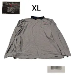 FUBUフブ古着刺繍ロゴ長袖ポロシャツXLグレー