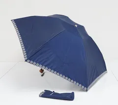 新品未使用 アクアスキュータム 刺繍 日傘 ネイビー 雨傘Aquascutum （アクアスキュータム）長傘（ネイビー