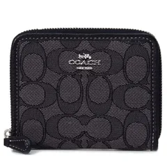 コーチ 財布 COACH ジャガード レザー シグネチャー ロゴ スモール ジップ アラウンド ウォレット 二つ折り 財布 ブラックスモークブラックマルチ CH389