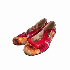 ドルチェ&ガッバーナ ドルガバ DOLCE&GABBANA 花柄 リボン バレエシューズ 37 24cm レッド 赤のサムネイル