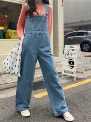 サロペット レディース デニム オーバーオール オールインワン ジーンズ 大きいサイズ ワイドパンツ ジャンパー 通勤 カジュアル 普段着 部