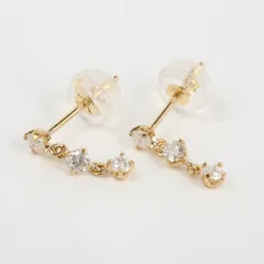 揺れるダイヤピアス　K18 18金 18Kピアス イエローゴールドピアス レディース ダイヤピアス　0.2ct