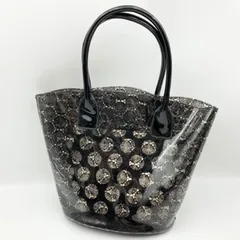 MARY QUANT マリークワント ビニール バッグ トートバッグ ハンドバッグ ポーチ 水玉 BAG 鞄 カバン ブラック 黒 レディース SG293-6