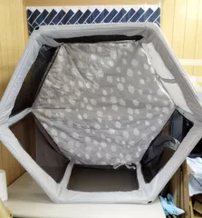 日本育児　洗えてたためるベビーサークル　折りたたみサークル　雲柄　グレー　★C996