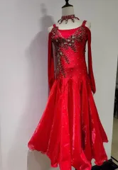 社交ダンス衣装　【in the MOOD】 スタンダードドレス　赤　サイズＭ 社交ダンス モダンドレス ラテン 衣装 社交ダンスドレス ダンス