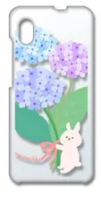 【新品未使用】Galaxy A20 SC-02M SCV46 ギャラクシー クリア ハードケース (うさぎと花束) ウサギ 紫陽花 あじさい アジサイ 花柄 動物 オシャレ かわいい 可愛い cl-sc02m-308