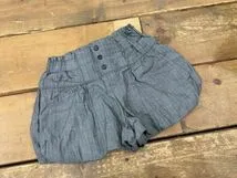 1491★BeBe/ベベ リネン混キッズショートパンツ バルーンパンツ カボチャパンツ グレー系 キッズ 子供服 サイズ80 男女兼用 ★