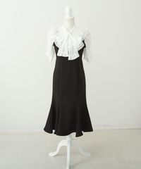 夢展望公式 [新品未使用] ヨークフリルボウタイワンピース [マーメイド　ブラック] 他カラー別ページ有  ワンピース ロンパース（長袖） 535520-05