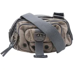 美品 DIESEL ディーゼル ミニ ショルダー バッグ クロスボディ 斜め掛け カバン 鞄 ダメージ加工 ヴィンテージライク レザー カーキ メンズ レディース 古着 中古 USED