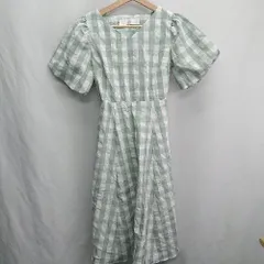 ◇ ⊂ tocco closet トッコ クローゼット チェック 半袖 ロング ワンピース サイズM グリーン レディース E  【1411280032077】
