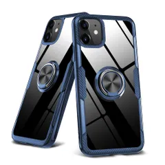 特価商品 iPhone 12 ケース/iPhone 12 Pro ケース クリア リング付き 耐衝撃 薄型 全面保護 背面強化ガラスケースクリア TPU バンパー スタンド機能 透明 落下防止 耐衝撃 擦り傷防止 指紋防止360度回転 マグネット 車載スタンド