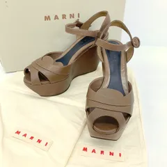 MARNI ウェッジソール ストラップ サンダル シューズ レザー オープントゥ プラットフォーム 箱付き イタリア製 マルニ 靴 IF15758■