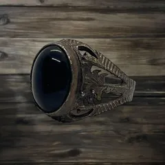指輪 黒 リング 16号 インディアンジュエリー シルバー 70 ブラス 30 アクセサリー ビンテージ 50s ~ 60s 70s 80s ナバホ族 サントドミンゴ族 天然石 メンズ レディス 一点物 vintage アンティーク  1000 p20/